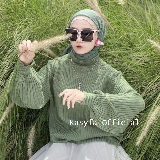 BOXY BLOUSE RAJUT LENGAN BALON // BAYONE SWEATER RAJUT