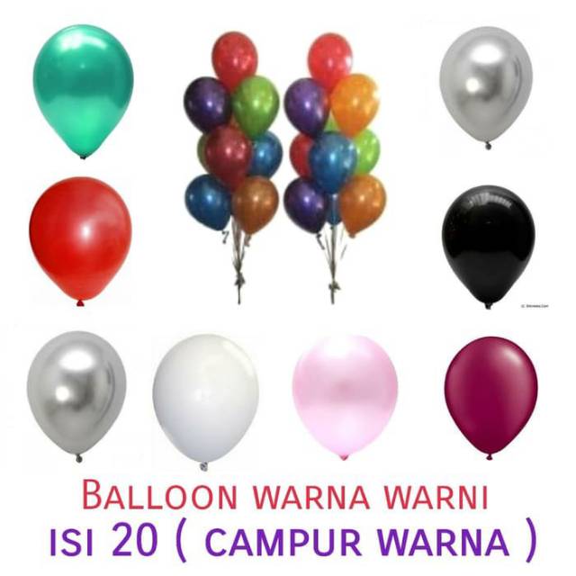 balon latex metalic high quality tebal isi 20 warna mix helium quality