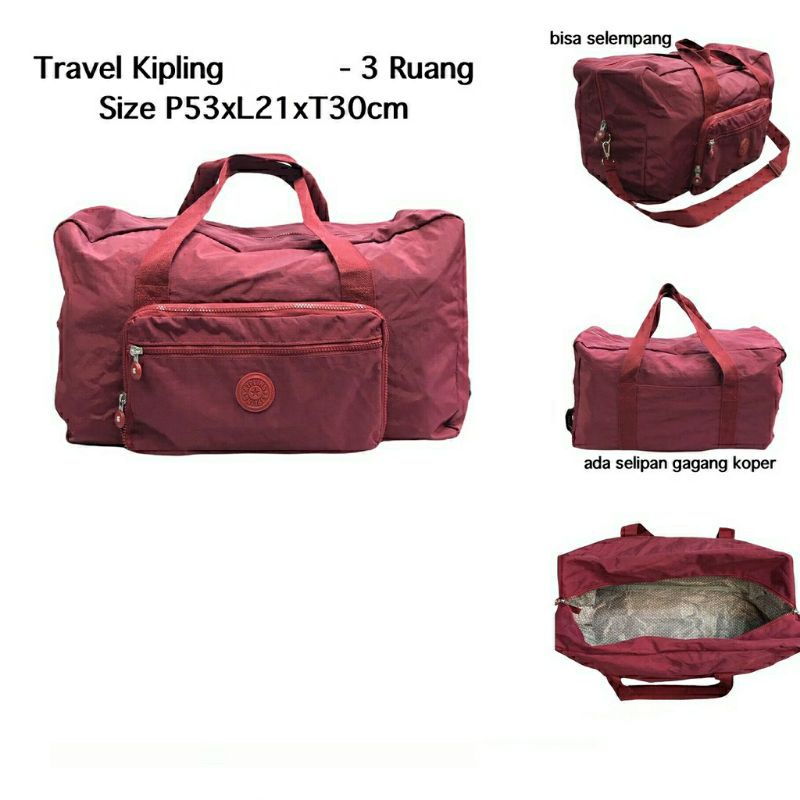 Tas fitnes ngegym Travel bag jumbo  kipling ada tali selempang wanita