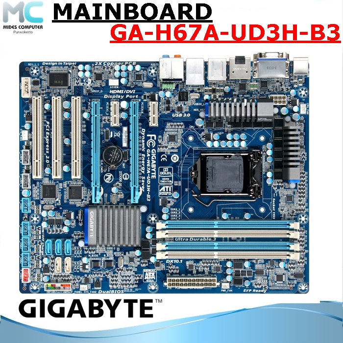 Motherboard GA-H67A-UD3 Intel LGA 1155 Gigabyte Atx Onboard 4 Slot Ram