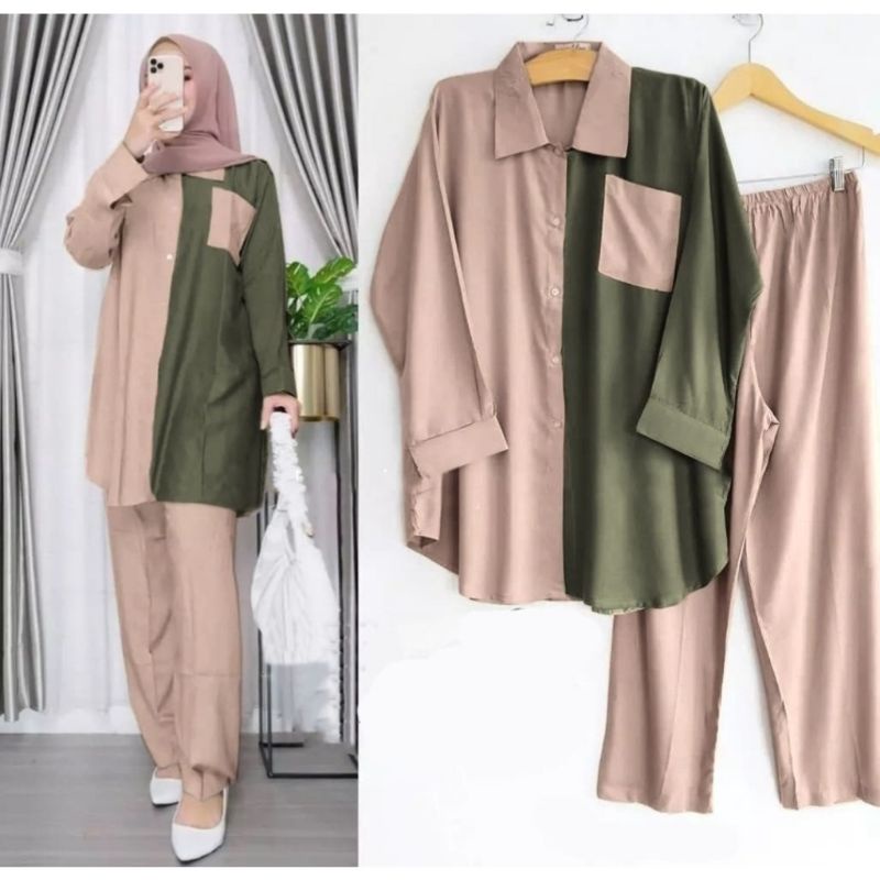 SETELAN POLOS WANITA /_ One Set Polos Wanita Terbaru Omella set Moscrep