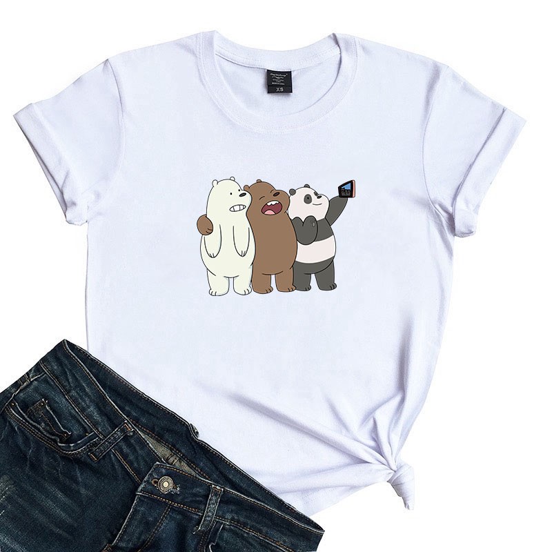 kaos three bare bear selfie / kaos wanita / KATUN 24S