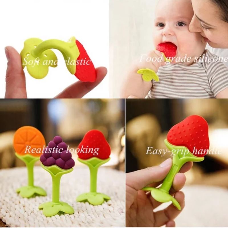 [BISA COD] Teether Bayi Bentuk Buah / Mainan gigitan bayi BPA Free / Cokotan Bayi