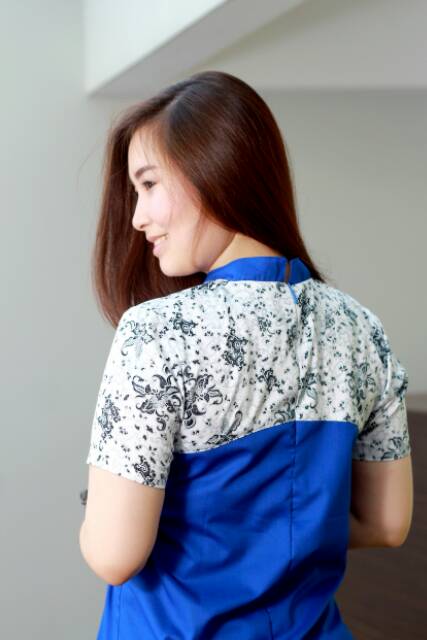 Blouse Batik Wanita Biru M L XL XL