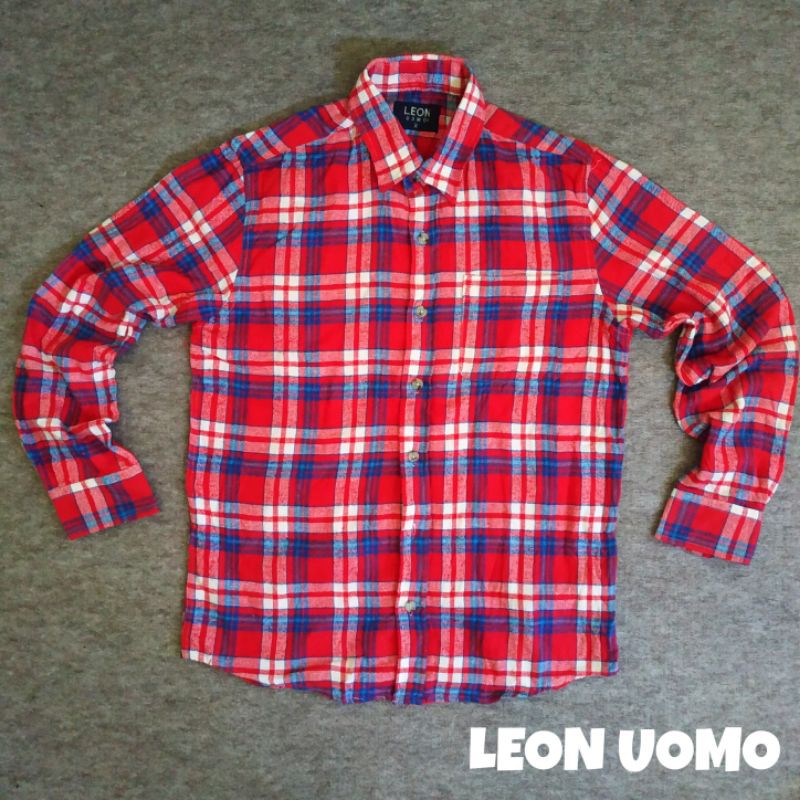 KEMEJA PRIA FLANNEL LEON UOMO LENGAN PANJANG