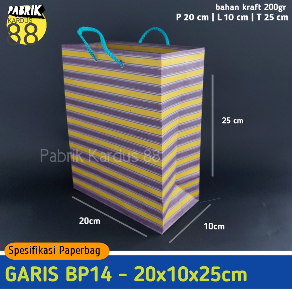 

ISI 12 BIJI paper bag garis 20x10x25 bp14 | tas kertas | paperbag polos kantong