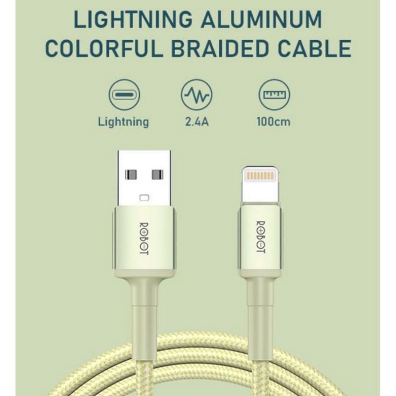 [ROBOT] Kabel Data Usb Lightning Fast Charge 6/6s/7/8/7+/8+SE//X/XS MAX/XR/11PRO Robot RS-L