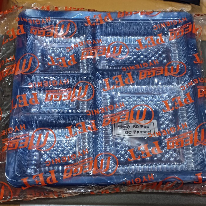 Mika Mega sekat / mika makanan / mika dus 22 x 22 sekat 5 kotak 50pcs