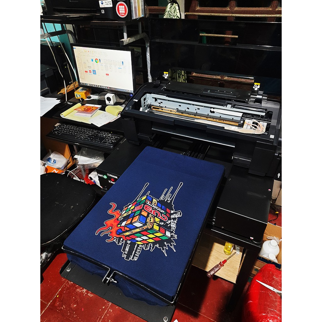 SABLON KAOS SATUAN PRINT DTG KAOS HITAM GELAP A4