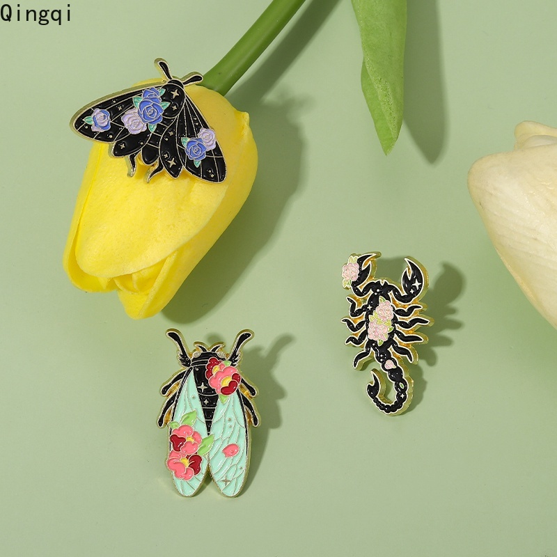 Bros Pin Enamel Bentuk Kartun Lebah Scorpion Beetle Butterfly Warna-Warni Untuk Anak