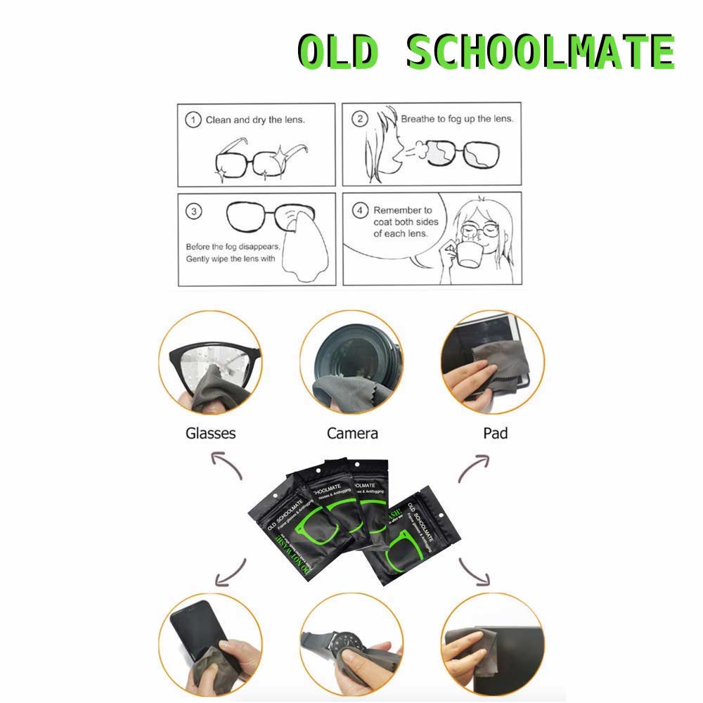 Old Schoolmate Original 100% - Anti Fog - Kain Lap Kacamata Anti Embun dan Kabut - Cleansing Wipes
