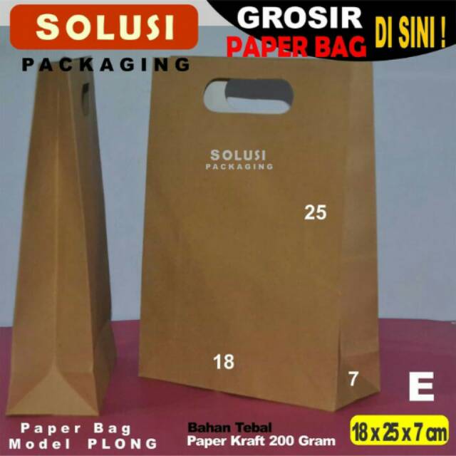 

PAPER BAG PLONG E 18X25X7CM/TAS KERTAS/SHOPPING BAG