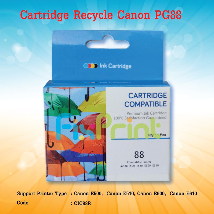 Cartridge Tinta Recycle Canon PG88 88 PG-88 Compatible Printer E500 E510 E600 E610 E-500 E-510 E-600