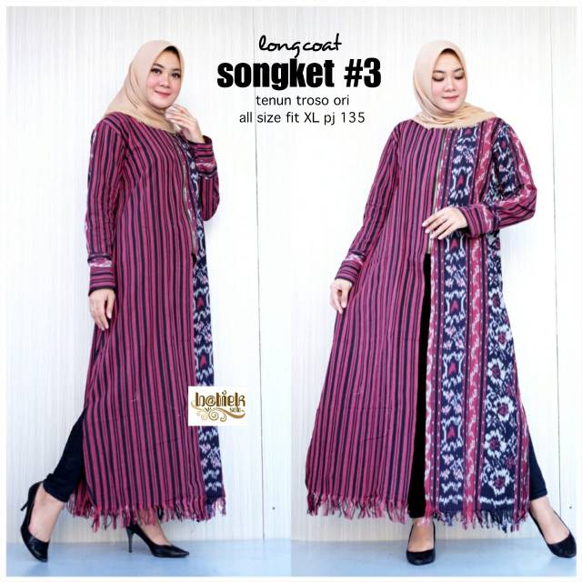 Long coat tenun songket troso