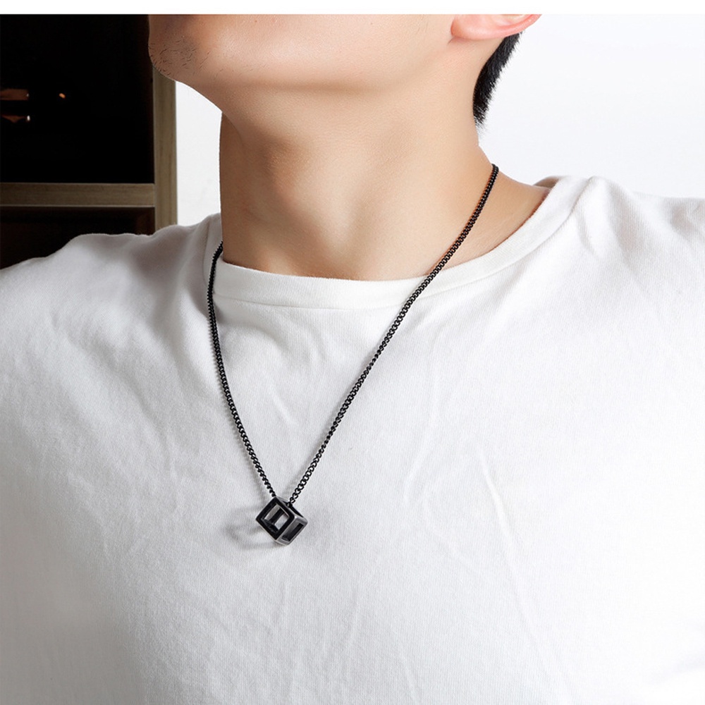 Needway  New Punk Necklace Cool Cube Shape Clavicle Choker Women Men Boy Industrial Style Fashion Jewelry Geometric Hip Hop Men Pendant/Multicolor