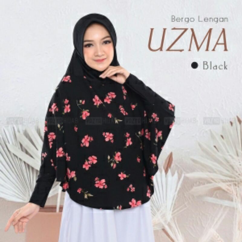 Bergo lengan uzma motif Hijab khimar dengan bahan Jerzey zoya Mix bubble print