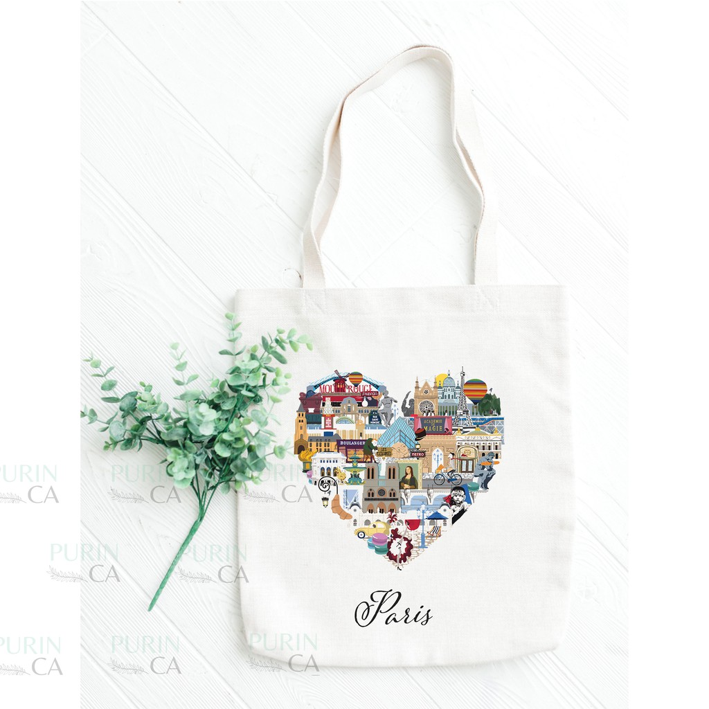 Tote bag Kanvas Custom Gambar World Map