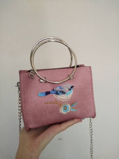 (COD) tas 2 in 1 selempang wanita kecil lucu tas pink import murah