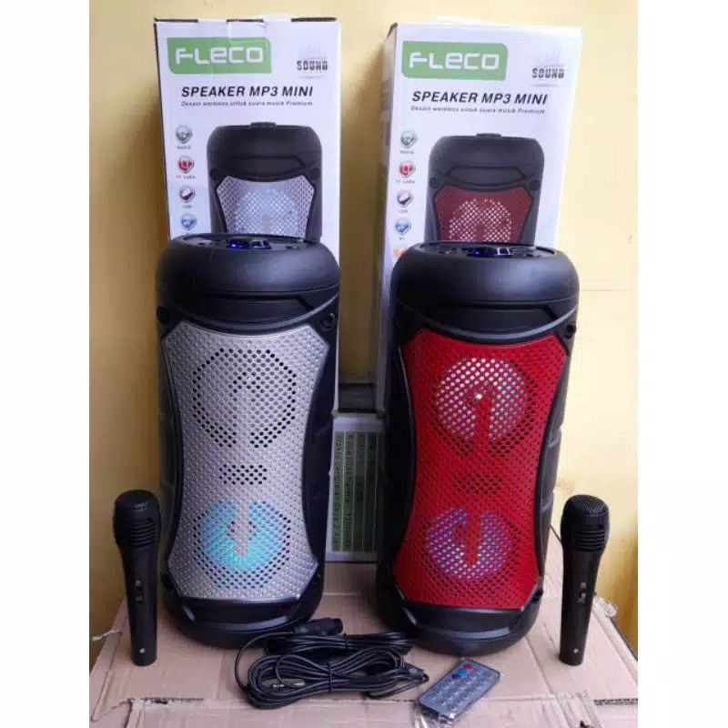 Speaker Bluetooth fleco f-4218 terbaru, multimedia mp3 super bass dan free mic / speaker karaoke