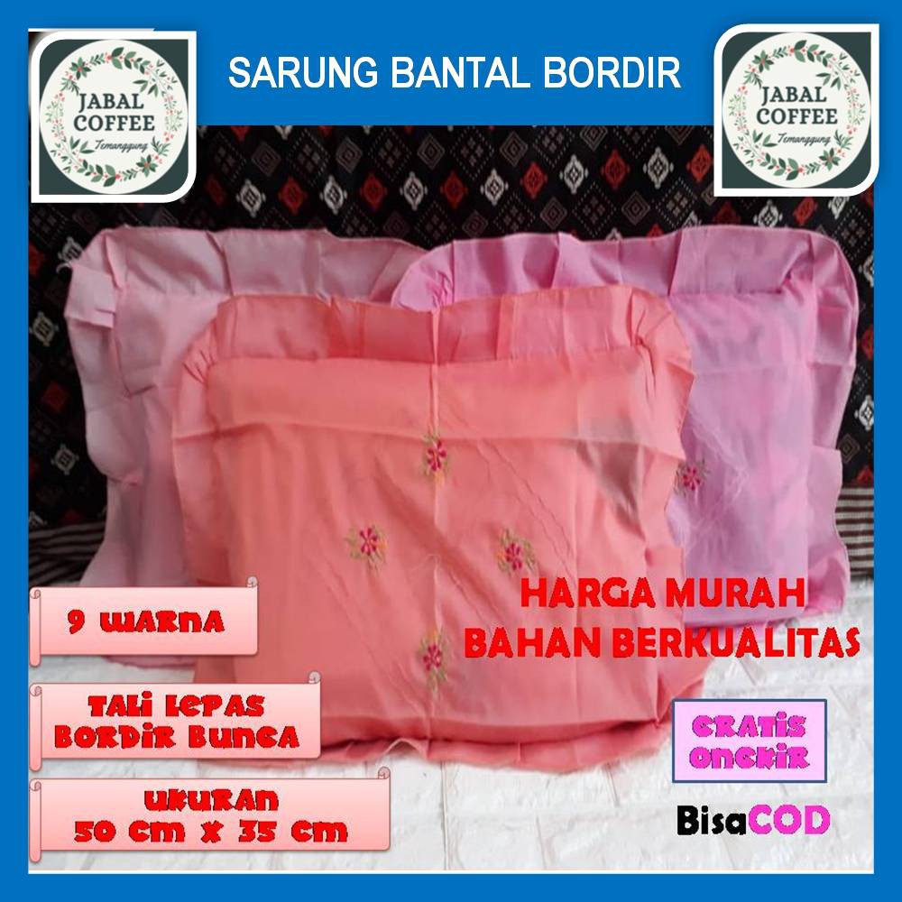 Urung Bantal Guling Kapuk Bordiran / Sarung Bantal Tidur Rumbai Polos Bordir  Ukuran 50 x 35 cm J10