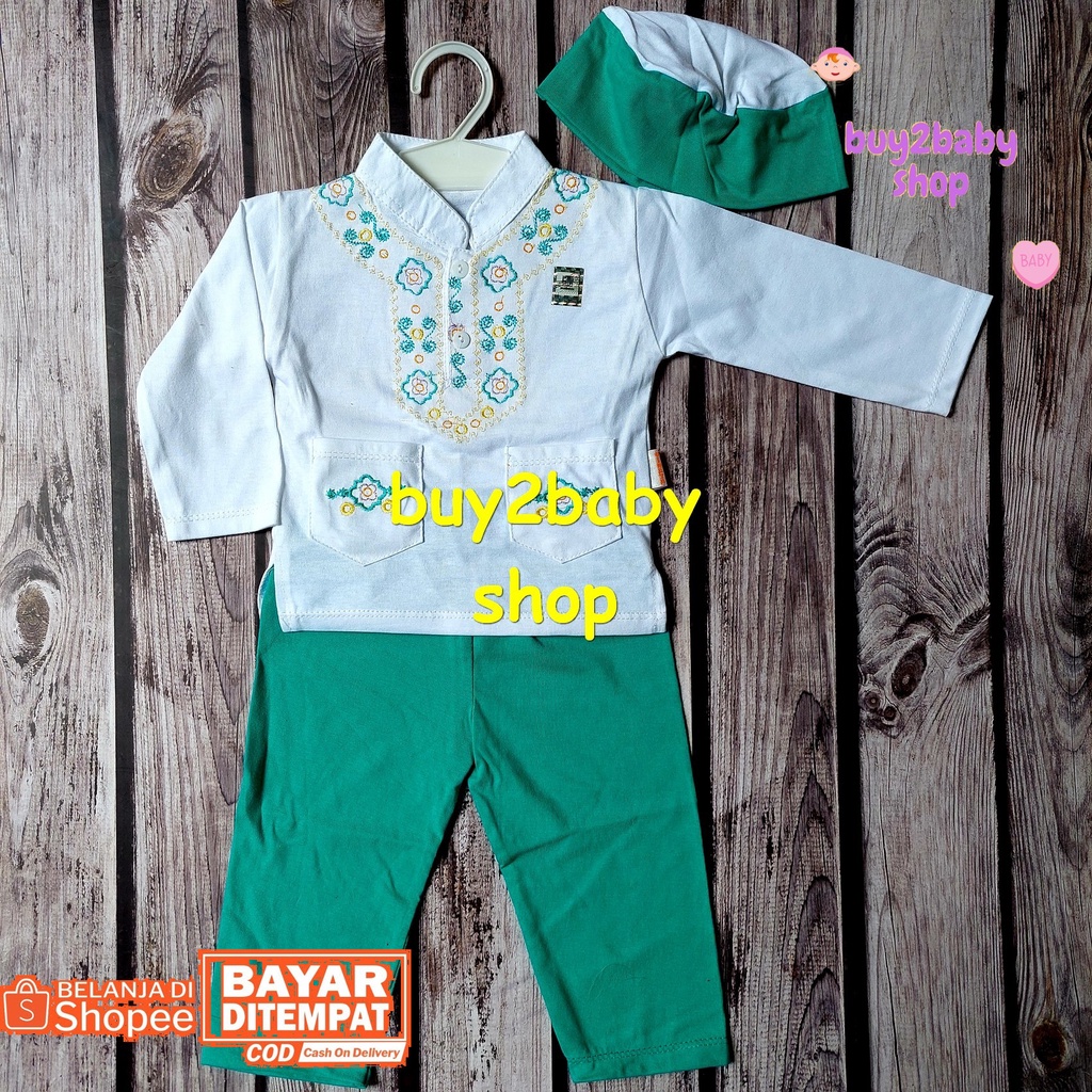 Baju lebaran bayi set baju koko plus peci motif bordir Vinata 6-12 Bulan 1 set