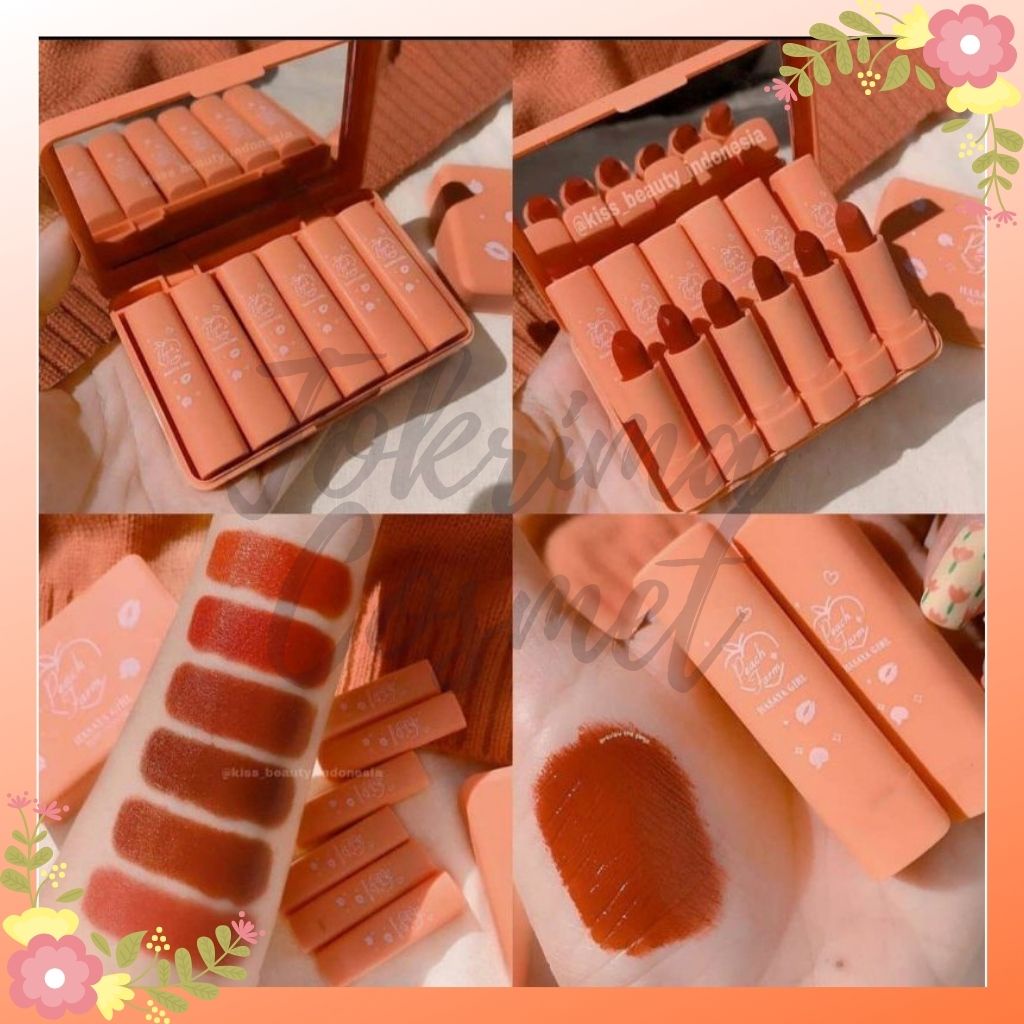 [6PCS] HASAYA GIRL MINI LIPSTICK PEACH FARM SERIES (dapat 1 set + kaca) / TOKRIMACOSMET