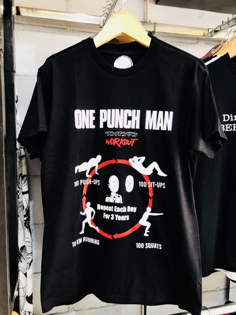 Kaos Saitama Workout One Punch Man Black