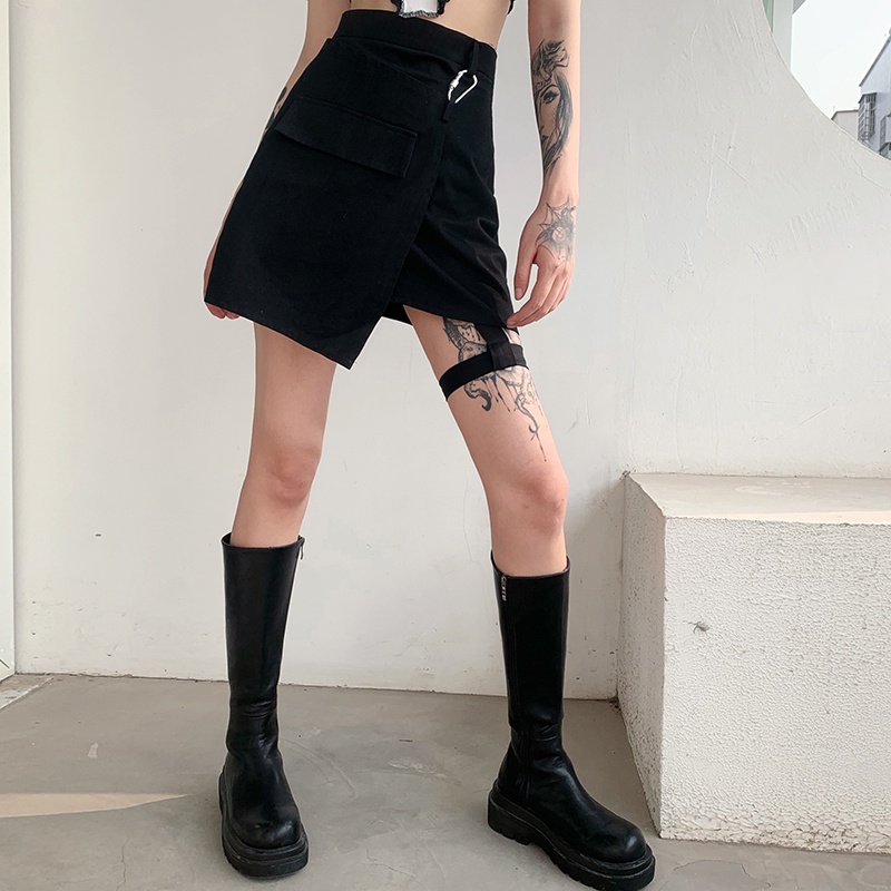 #Sisjuly#rok split tidak beraturan gaya guru wanita rok A-line tipis berpinggang tinggi