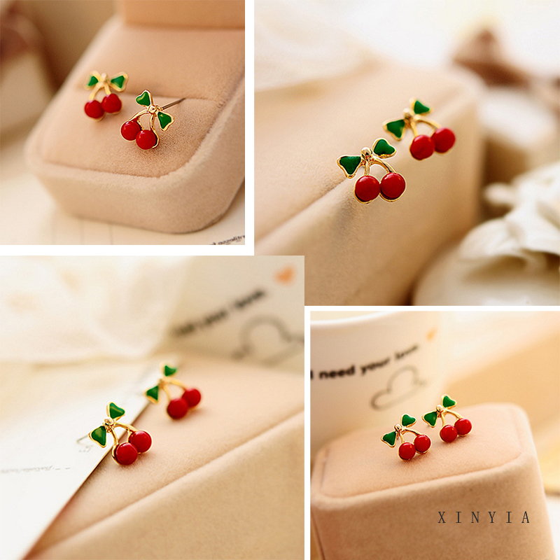 Cherry Merah Lucu Anting Merasa Manis Fashion Korea Perhiasan Wanita