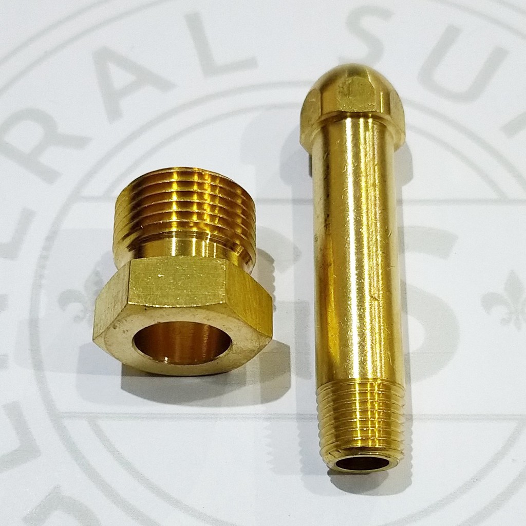 Brass CGA-580 Nut and 2.5" Nipple Regulator Inlet Fitting for Argon cylinder