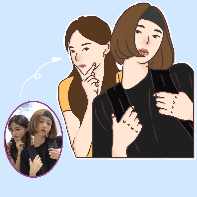 Ilustrasi wajah/Gambar wajah/Animasi/Kartun/Vektor art/Hadiah Ulang Tahun/Hadiah wisuda