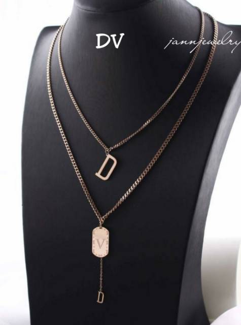 Kalung Titanium Asli Anti Karat &amp; Alergi Double Layer Fashion Korea KT-08