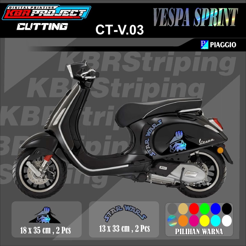 VESPA SPRINT sticker cutting VESPA SPRINT motor PIAGGIO motor sticker variasi Racing.CT-V.03 (cod)