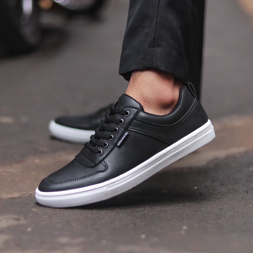 Sepatu Sneakers Pria Casual Kulit PU Asli Original Walker Tiago Formal Sekolah Kuliah Kerja Kantor Pesta Kondangan Gaya Kasual Trendy Kekinian Mura