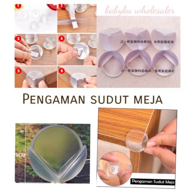 Pelindung sudut meja oval silikon transparan pengaman siku sudut meja