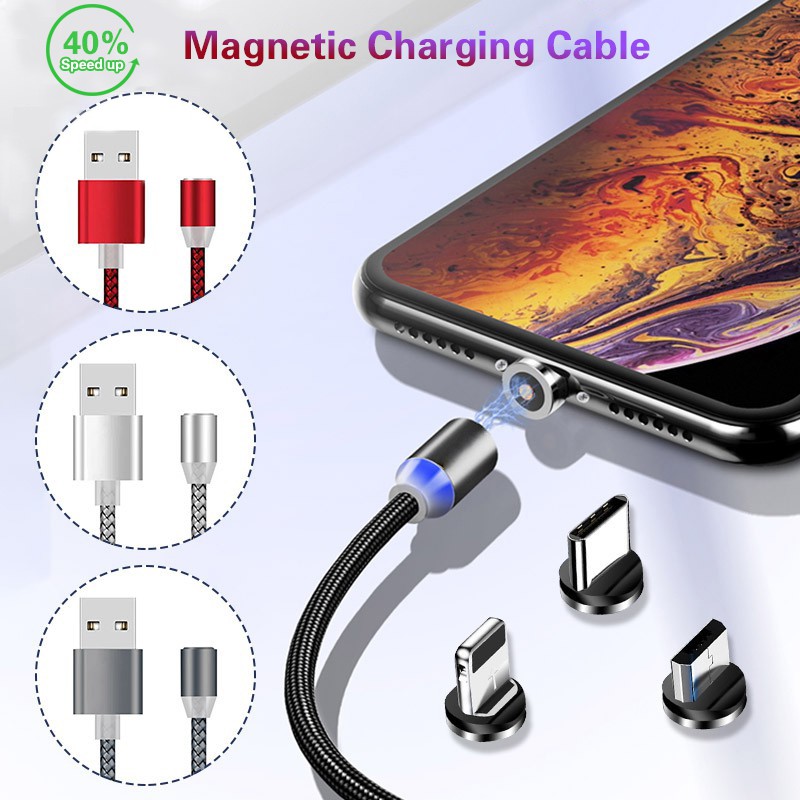 Kabel Data / Charger Micro USB Magnetik Fast Charging untuk iPhone / Huawei / oppo / Xiaomi