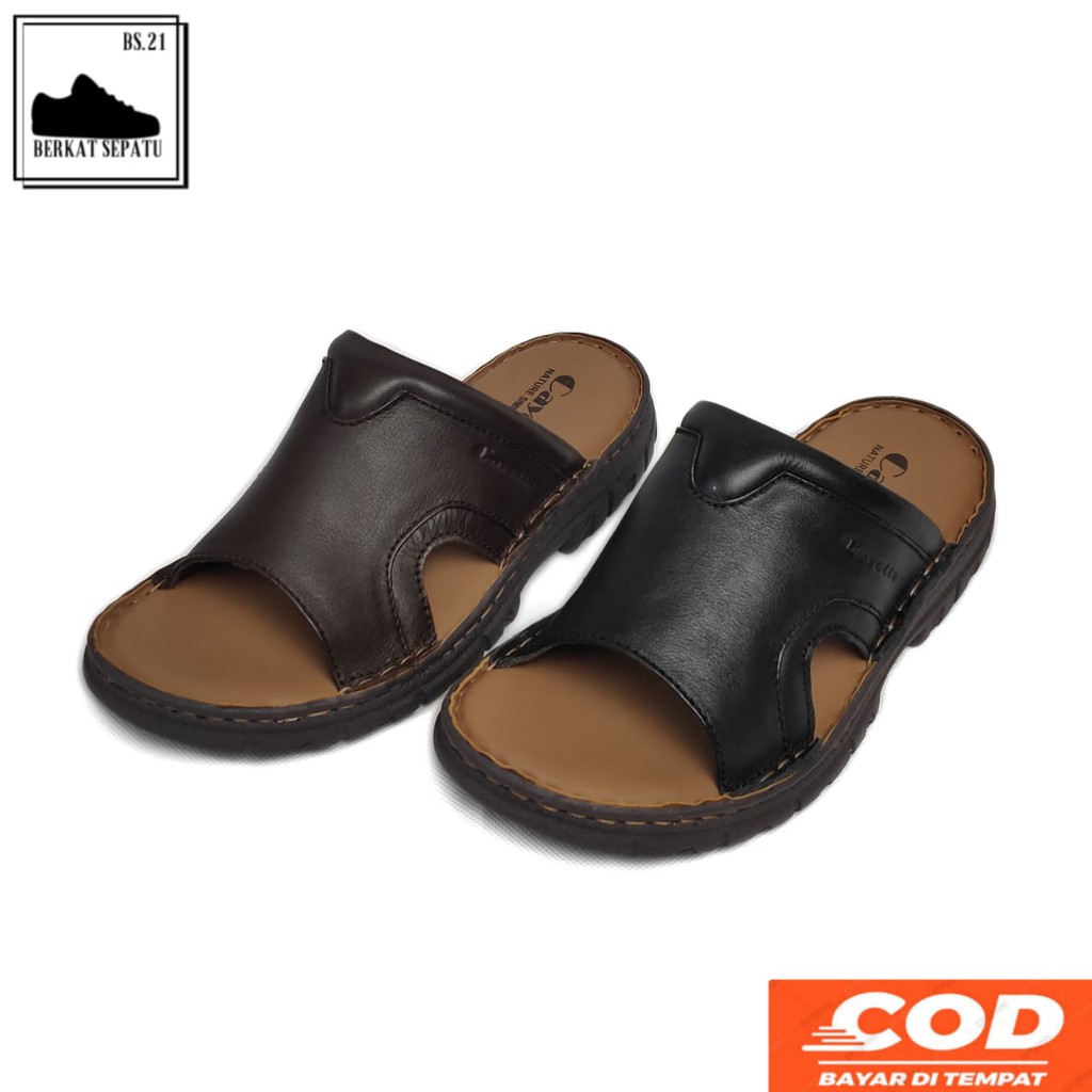 [COD] Sandal Kulit Asli Pria Dewasa Cayotte ID5-2813 | Sandal Selop bapak2 | Sandal Cowo Slider Kuli