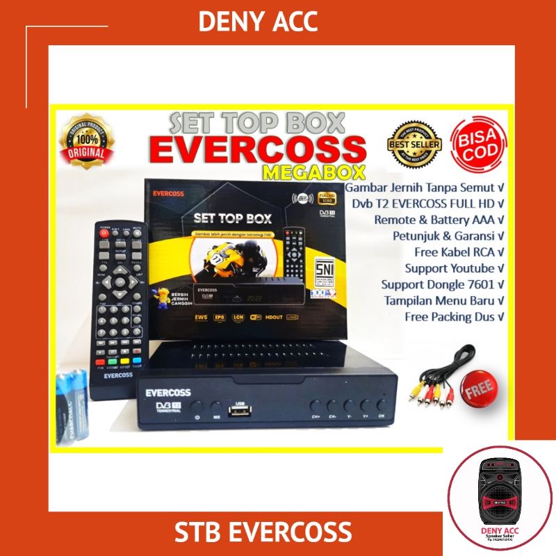 STB+KABEL HDMI+ DONGLE WIFI //SET TOP BOX EVERCOSS//DONGLE WIFI RECEIVER EVERCOSS/KABEL HDMI EVERCOS