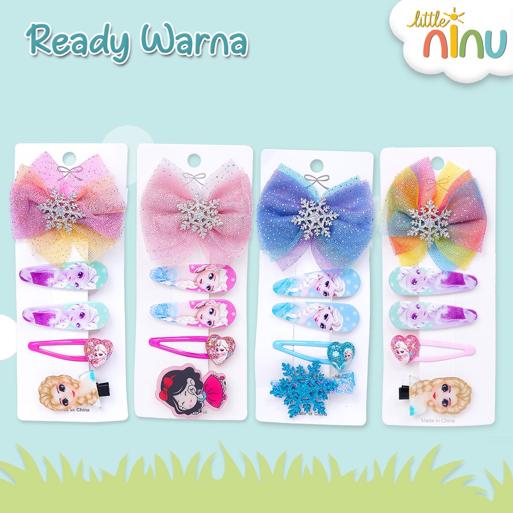 LITTLE NINU Jepit Rambut Anak Set Kartun Hair Clips 5 Pcs