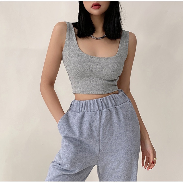【LIVIAHOME】Square Neck Basic Cropped Tank Top 7289 (S/M/L)