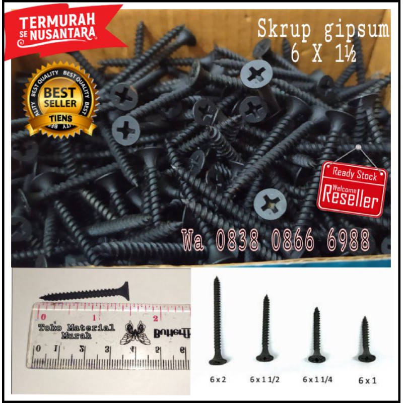 Jual Skrup Sekrup Gypsum Ukuran 1 1/2 inch (4 cm)/ Drywall Screw / Baut