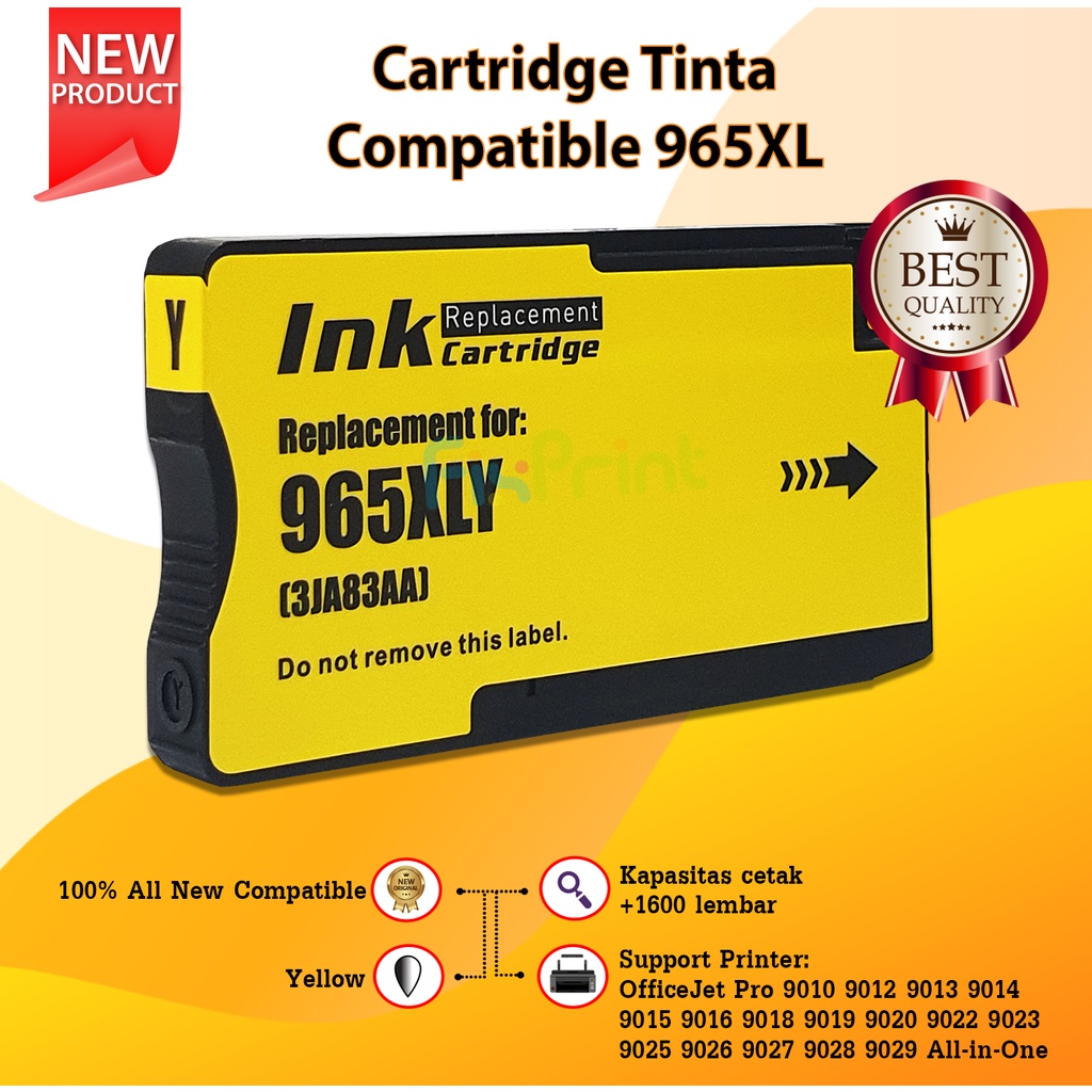 Catridge Tinta 965 CMYK Office Jet 9010 9012 9016 9018 9019 9028 With Chip