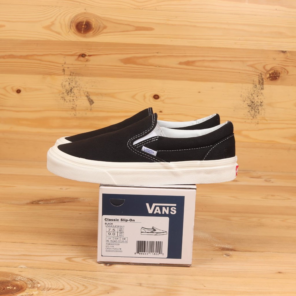  SEPATU  VANS  SLIP  ON OG BLACK WHITE ORIGINAL  PK Shopee 