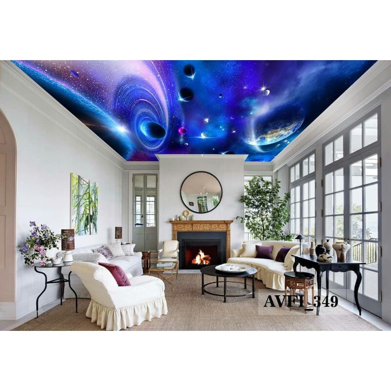 Wallpaper Plafon Galaksi Bintang 3D - Wallpaper Plafon Pemandangan Langit Malam 3D - Wallpaper plafo