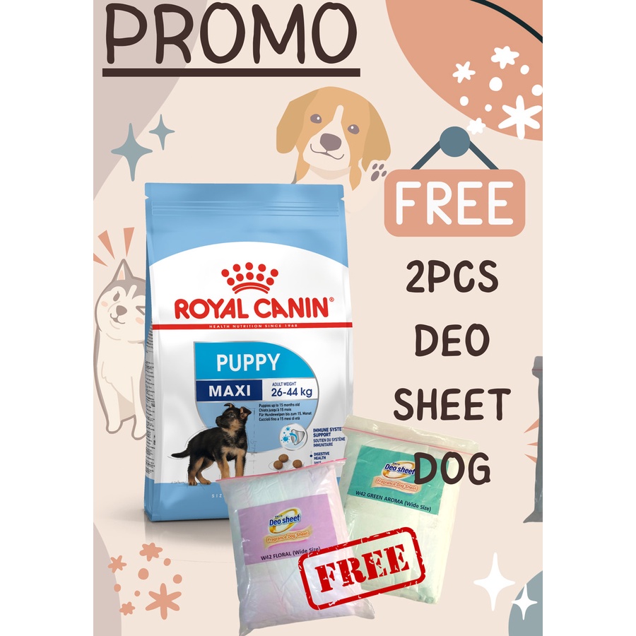 PROMO Royal Canin Maxi Junior 4 Kg FREE 1Pcs Deo Sheet Dog