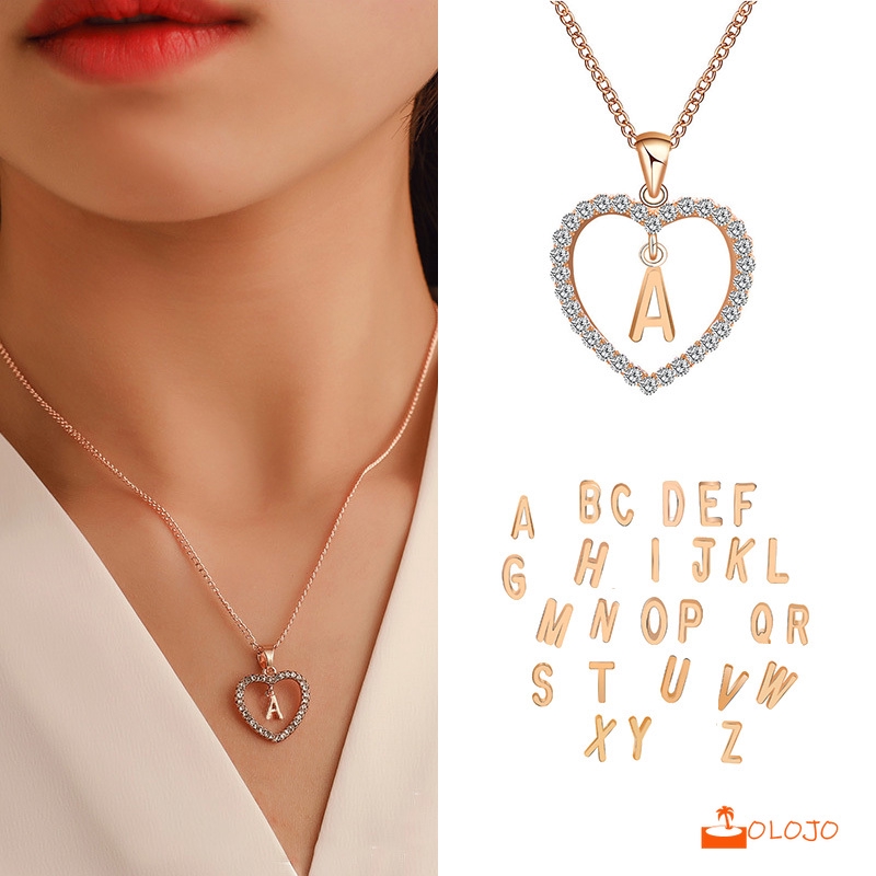 OLOJO  P-Z Kalung Titanium Fashion Rantai Huruf Liontin 26 Hadiah Huruf Inggris