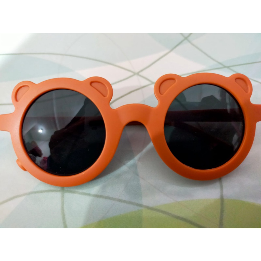 Kacamata Anak Bulat Telinga Unisex Perempuan Laki-laki Children Sunglasses-Oren Tua