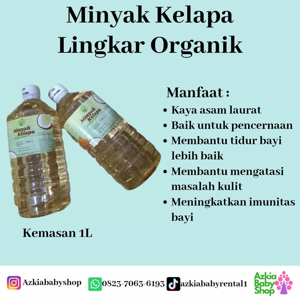 Minyak Kelapa Lingkar Organik | MINYAK MPASI BAYI | Minyak Kelapa 300ml | Minyak Kelapa 1liter