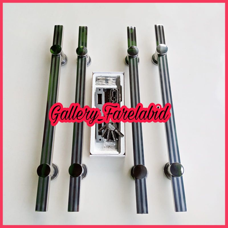 Handle Pintu Rumah Stainless Steel 60 Cm Full Set Body Kunci Gagang Pintu Rumah Modern 45 Cm Set Bodi Pelor Pegangan Pintu Kupu Tarung Besar 33 Cm Tarikan Pintu Rumah Utama Minimalis