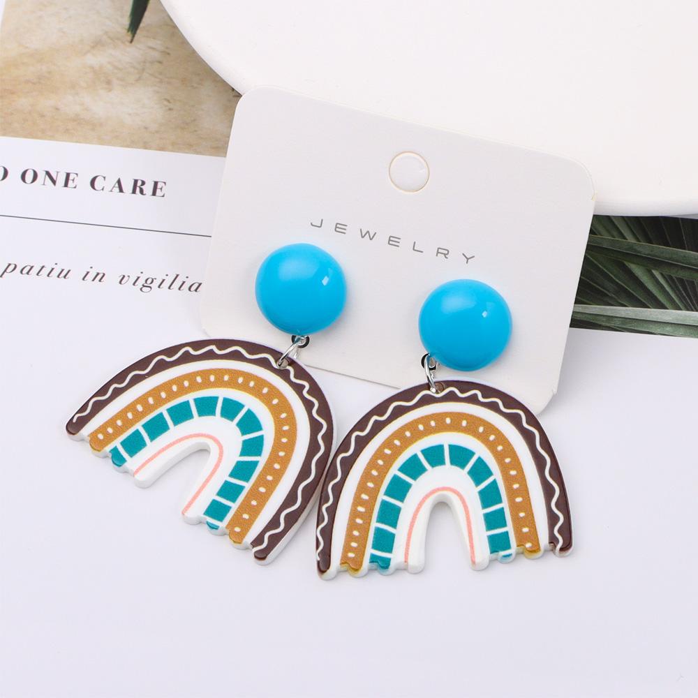 Preva Anting Menjuntai Bunga Menjuntai Hadiah Motif Geometris Bentuk Tidak Teratur Kartun Pelangi